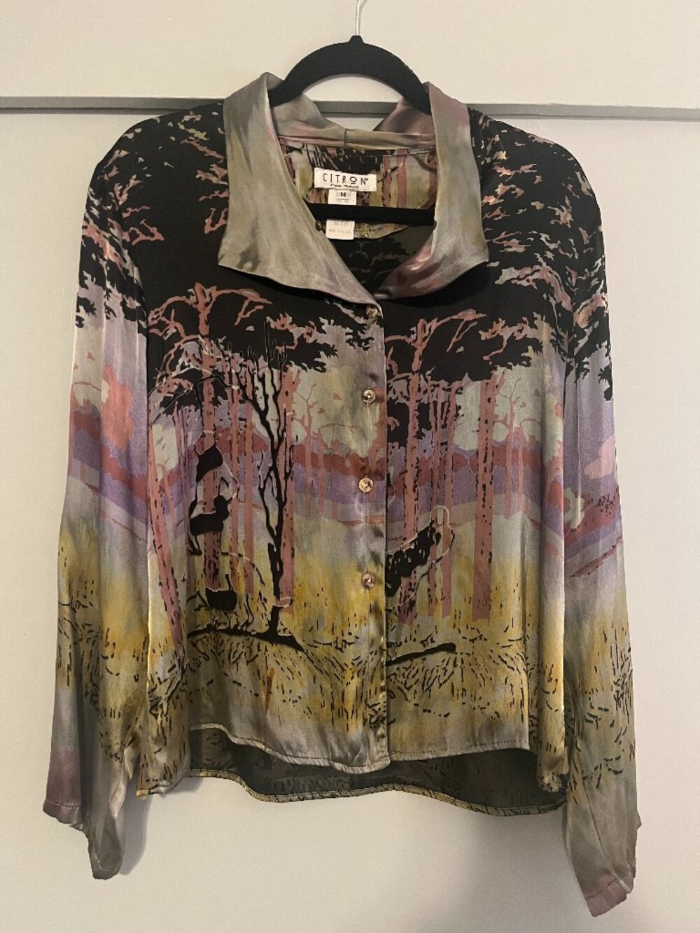 Citron Silky Button Up Blouse